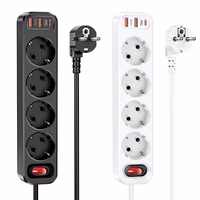 Įkroviklis-prailgintuvas Hoco NS1 (2xUSB; 1xUSB-C; 4xEU socket; 3A 20W) baltas