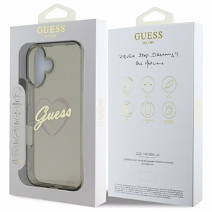 Guess IML Širdies dėklas telefonui iPhone 16 - juodas