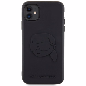 Karl Lagerfeld KLHCN613DRKNK iPhone 11 / Xr 6.1" juodas/juodas kietas dėklas guminis Karlo galva 3D