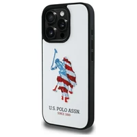 US Polo USHCP15XPUSH iPhone 15 Pro Max 6.7" balta/balta Odinis didelis DH Amerikos vėliava