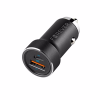 "Forever CC-06 PD QC automobilinis įkroviklis 1x USB-C 1x USB 20W juodas