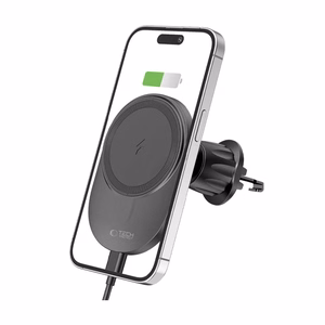 Tech-Protect MM15W-V1 automobilinis telefono laikiklis su MagSafe 15W indukciniu įkrovikliu, tvirtinamas prie oro angos - juodas