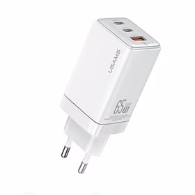 USAMS Tinklo įkroviklis 2xUSB-C+1xUSB 65W (tik galvutė) GaN PD3.0 +QC3.0 Fast Charging baltas Sandru Series CC180TC02 (US-CC180)