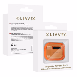 Liavec SlideLock Dėklas for Apple AirPods Pro 3 skaidrus-oranžinis