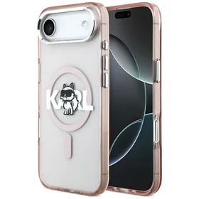 Karl Lagerfeld IML Choupette Sketch Logo MagSafe dėklas telefonui iPhone 17 Air - rožinė