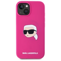 Karl Lagerfeld KLHMP15SSKHPPLF iPhone 15 6.1" fuksijos/fuksijos kietas dėklas Silikoninis Karl galvos spaudinys MagSafe