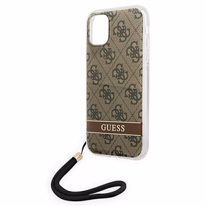 Guess GUOHCN61H4STW iPhone 11 rudas/rudas kietas dėklas 4G Print Dirželis