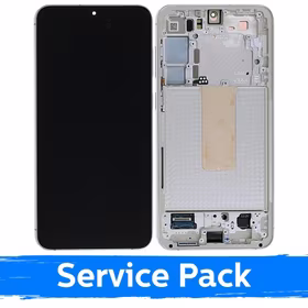 Ekranas skirtas Samsung S916 S23 Plus su rėmeliu / Cream / (Service Pack)