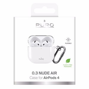 "Puro 0.3 Nude" dėklas "AirPods 4" - skaidrus