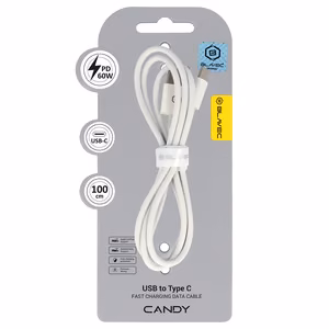 Blavec Cable Candy плетёный - USB to Type C - PD 60W 3A 1 метр Apple CarPlay/Android Auto (CCA-UC3W10) белый