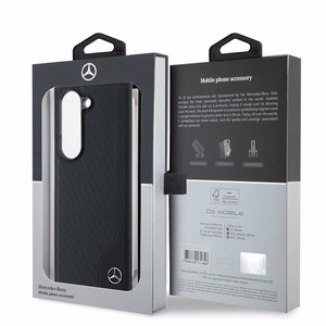 Mercedes Leather Wood Imitation MagSafe dėklas telefonui Samsung Galaxy Z Fold 6 - juodas