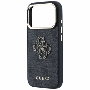 GUESS GUE005481 (PU FW Resin Logo) dėklas, skirtas iPhone 18 Pro / 17 Pro, spalva – juoda