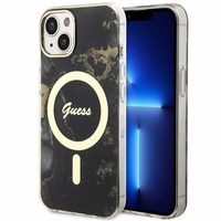 Guess GUHMP14MHTMRSK iPhone 14 Plus 6.7" Dėklas telefonui juodas/juodas auksinis marmuras Magnetinis