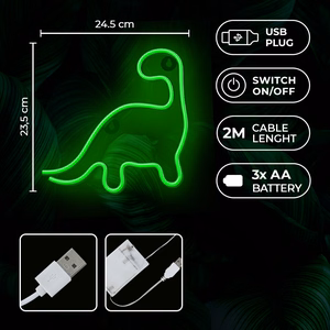Neon LED Light DINOSAUR žalias NNE01 Neolia
