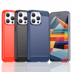 Dėklas telefonui iPhone 15 Pro Karbono dizaino dėklas - mėlynas