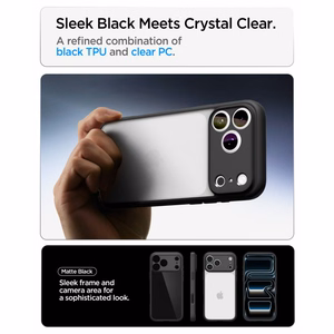 Spigen Ultra Hybrid dėklas, skirtas iPhone 18 Pro Max / 17 Pro Max – spalva: matinė juoda