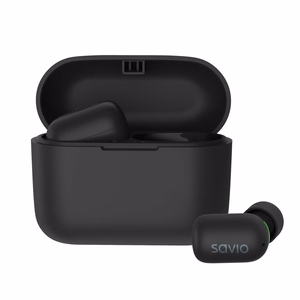Savio TWS-09 IPX5 belaidės in-ear ausinės muzikai Bluetooth juodos