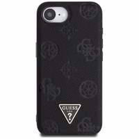 Guess Grained Hot Stamp Peony Triangle Logo Magnetinis dėklas telefonui iPhone 16e - juodas