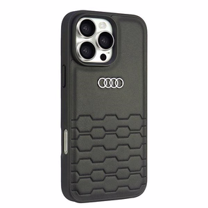 Audi Sintetinės odos iPhone 16 Pro Max 6.9" juodas/juodas kietas dėklas AU-TPUPCIP16PM-GT/D2-BK