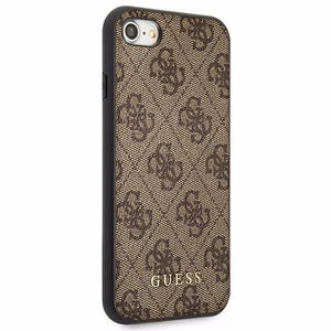 Чехол Guess 4G Metal Gold Logo для iPhone SE 2022 / 2020 / 7 / 8 - коричневый