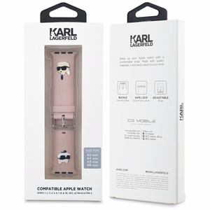 KARL LAGERFELD DIRŽELIS KLAWLSLKCNP APPLE WATCH 42/44/45/49MM ROŽINIS/ROŽINIS DIRŽELIS 3D RUBBER KARL&CHOUPETTE HEADS
