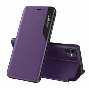 Eco Leather View Case elegantiškas knygos tipo dėklas su stovu iPhone 13 mini violetinis