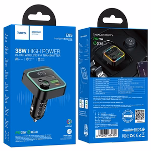 Automobilio Bluetooth siųstuvas Hoco QC3.0 PD 20W E85 juodas