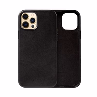 Crong Essential Cover - iPhone 12 Pro Max Faux Leather dėklas (juodas)