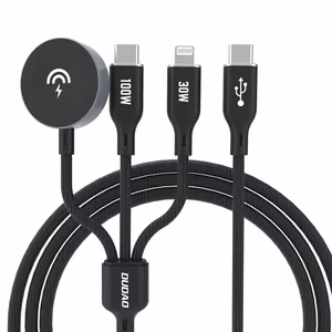 Apple Watch Dudao A12Max+ PD 100W 3in1 įkrovimo kabelis: USB-C Lightning 1.2m - juodas