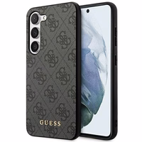 Guess GUHCS23SG4GFGR S23 S911 pilkas/pilkas kietas dėklas 4G Metal Gold Logo