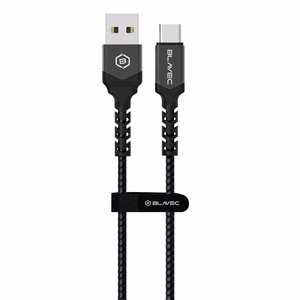 Kabelis Blavec Cable Raptor pluoštinis - USB į Type-C - PD 66W 6A 2 m Apple CarPlay/Android Auto (CRA-UC6BG20) juodas-pilkas