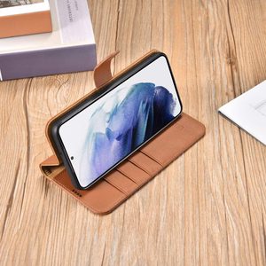 iCarer Haitang Leather Wallet Case Leather Case for Samsung Galaxy S22 + (S22 Plus) Wallet Housing Cover Brown (AKSM05BN)
