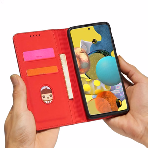 Magnetinis kortelių dėklas Samsung Galaxy A13 5G piniginė kortelių laikiklis raudonas