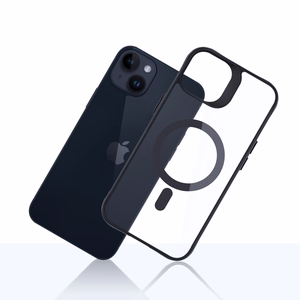 Чехол 3mk Satin Armor MagCase с MagSafe для iPhone 14 Plus - прозрачный с чёрной рамкой