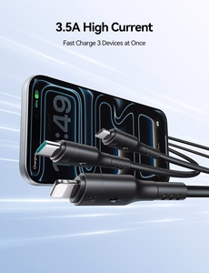 USB Laidas Joyroom S-A61 USB-C į USB-C/Lightning/MicroUSB 3.5A 1.2m juodas
