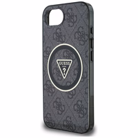 Guess IML Metal Glitter 4G Circle Triangle Magnetinis dėklas telefonui iPhone 16e - juodas