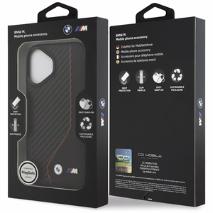 BMW M Carbon Line & Logo MagSafe dėklas iPhone 17 - raudonas