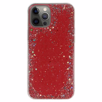 Skaidrus dėklas telefonui Iphone 12 Pro Max Raudonas