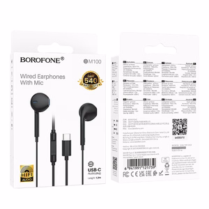 Borofone ausinės BM100 Fuente su mikrofonu Type C (DAC) juodos