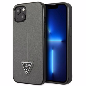 Guess GUHCP14SPSATLG iPhone 14 6.1 "sidabrinis kietas dėklas SaffianoTriangle Logo