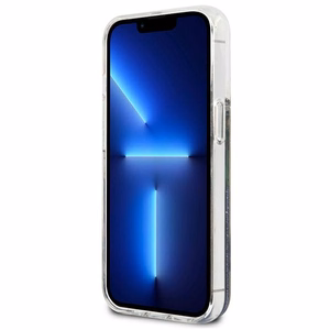 Guess gėlių skystas blizgučiai dėklas iPhone 13 Pro Max - mėlynas