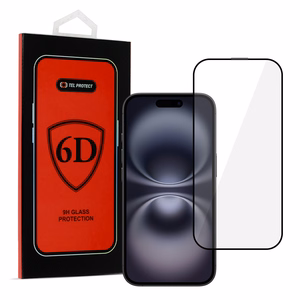 Tel Protect Full Glue 6D grūdintas stiklas Iphone 16 Plus juodas
