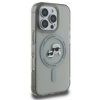 Karl Lagerfeld IML Metal Karl&Choupette Head magnetinis dėklas telefonui iPhone 16 Pro - juodas