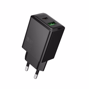 Įkroviklis Hoco N71 30W GaN USB-C/USB-A juodas