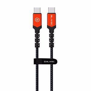 Blavec kabelis Raptor pintas - Type C į Type C - PD 100W 5A 1 metras Apple CarPlay/Android Auto (CRA-CC5BR10) juodas-raudonas