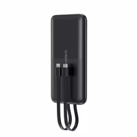 Išorinė baterija Choetech B654 10000mAh 22,5W USB-A / USB-C / micro USB su integruotu USB-C / Lightning laidu (juoda)