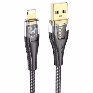 Кабель USB A to Lightning Hoco 2,4A 1,2 m U121 черный прозрачный