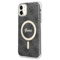 Rinkinys Guess GUBPN61H4EACSK Dėklas+Įkroviklis iPhone 11 6.1" juodas/juodas kietas dėklas 4G Spauda Magnetinis