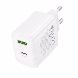 Borofone sieninis įkroviklis BN30 Cargador GaN - USB + Type C - QC 3.0 PD 45W baltas