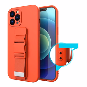 Dėklas telefonui gelinis su grandininė kilpa, iPhone 13 Pro Max rožinis